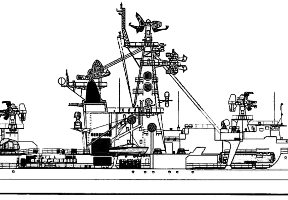 Крейсер СССР Vize-Admiral Drozd ]Project 1134 Berkut Kresta I-class Cruiser] - чертежи, габариты, рисунки